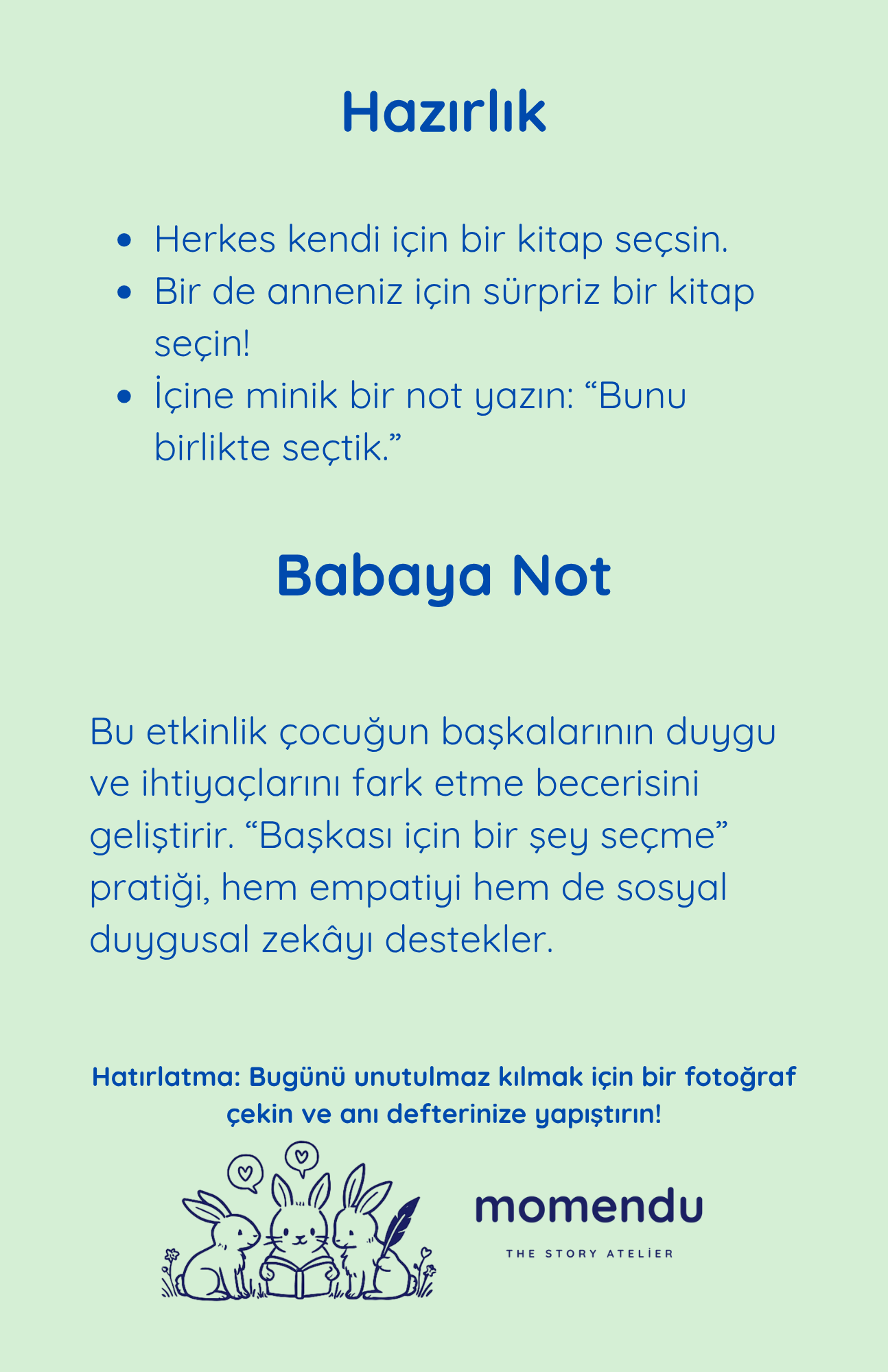 Babam ve Ben Anı Defteri ve Aktivite Kartları